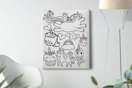 Kids Zone - Tablou Pictura Canvas Unicorns Space dimensiune 50x50cm