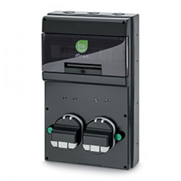 Statii de incarcare e-bike - Statie incarcare CONSUMER UNIT, echipata cu doua prize tip UNEL(schuko), 3.5kW cu interblocaj, protectie electrica, RFID si contor de energie