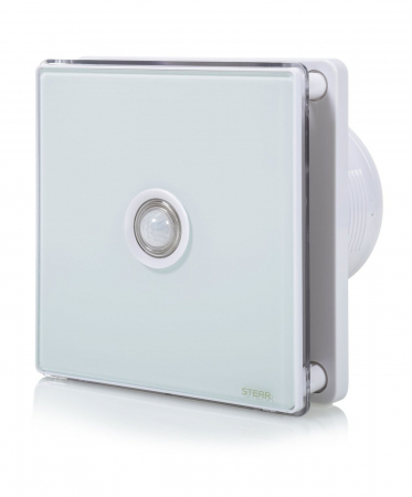 Ventilator baie Sterr, axial, 230 V, silențios, alb, LED alb, senzor de mișcare PIR, timer Ø 100 [1]