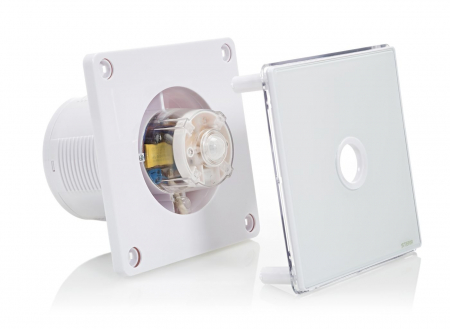 Ventilator baie Sterr, axial, 230 V, silențios, alb, LED alb, senzor de mișcare PIR, timer Ø 100 [2]