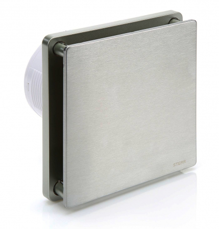 Ventilatoare - Ventilator baie Sterr, axial, 230 V, silențios, culoare argintie, timer, Ø 100