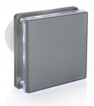 Ventilatoare - Ventilator baie Sterr, axial, 230 V, silențios, gri, LED alb, timer Ø 100