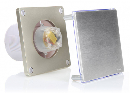 Ventilator baie Sterr, axial, 230 V, silențios, inox, LED alb, argintiu Ø 100 [2]