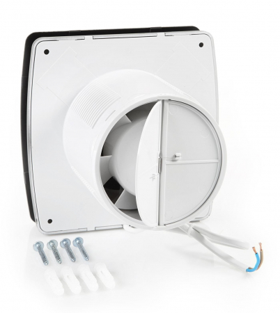 Ventilator baie Sterr, axial, 230 V, silențios, negru, standard, Ø 150 [2]