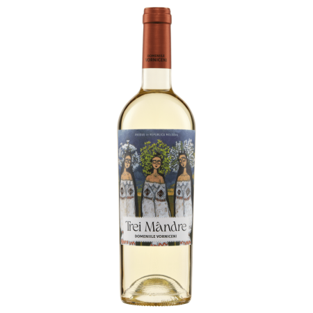 Sec - Sticlă de vin alb sec Trei Mândre, Domeniile Vorniceni, Republica Moldova