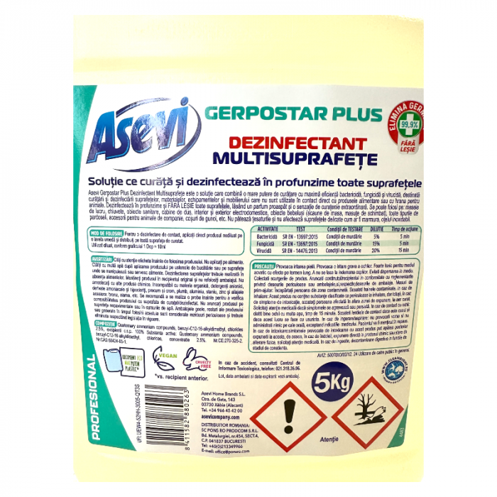 Asevi Gerpostar Plus – Dezinfectant Multisuprafețe, 5L [2]