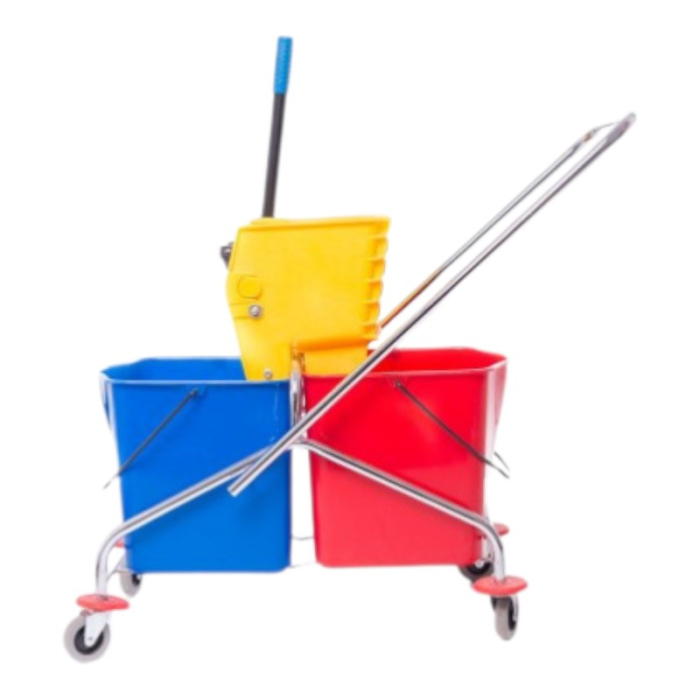 Carucior Curatenie cadru Inox, 2 Galeți 50L, Storcator Profesional [2]