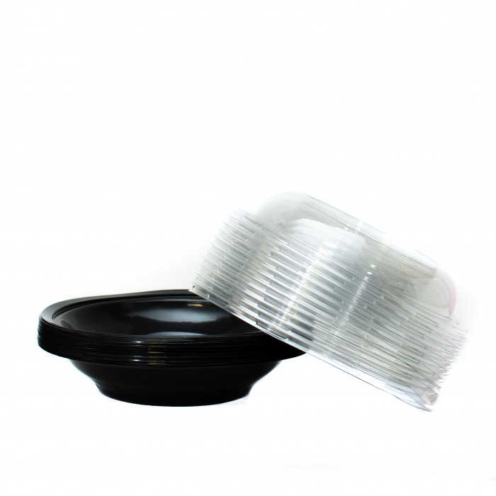 Caserola neagra pentru salata, 1000ml cu capac transparent, set 50buc [3]