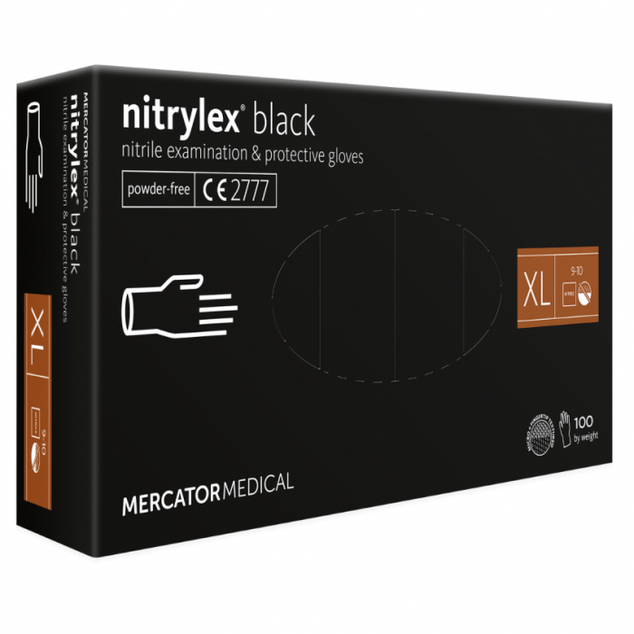 Cutie 100 buc Manusi Unica Folosinta din Nitril - Negre, Marimea XL [2]