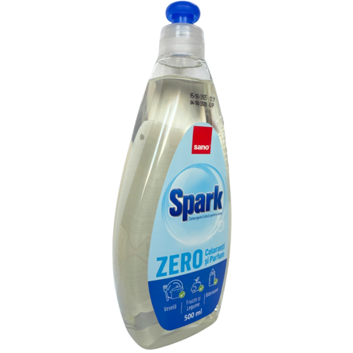 Detergent de vase Sano Spark Zero, fara coloranti si parfumanti 500 ml [4]