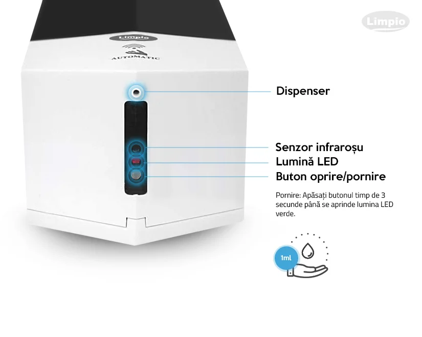 Dozator cu senzor pentru sapun lichid din ABS 600 ml [4]
