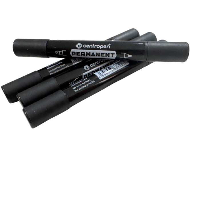 Marker permanent negru, cu 2 capete, varf subtire si gros [3]