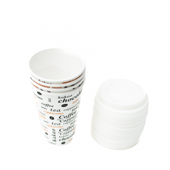 Pahare Carton cu Capac, 12oz, 355ml, Set 100 bucati [3]