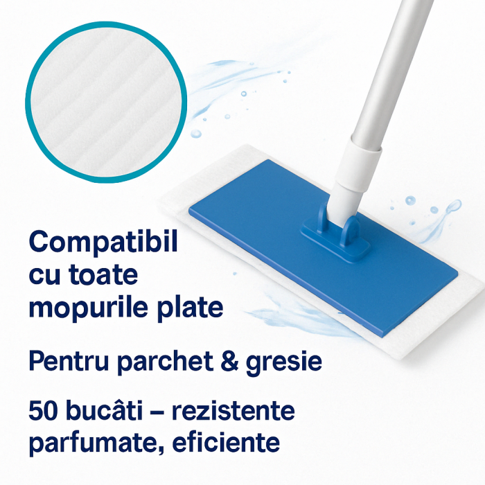 Șervețele umede pentru pardoseală cu săpun alb, oțet și bicarbonat, Pachet 50 bucăți [4]