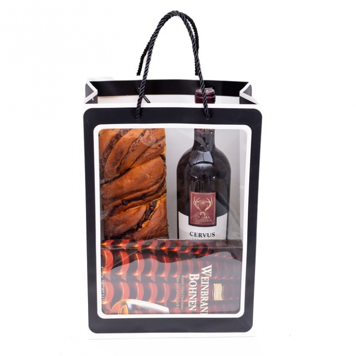 Set Cos Cadou cu Cozonac, Vin si Bomboane [2]