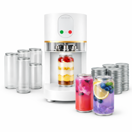 Aparat automat sigilat doze PET pentru bauturi si deserturi, alb | White Can sealer profesional pentru cafenele, bubble tea si patiserii [2]