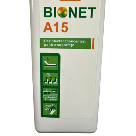 Bionet A15 Dezinfectant Concentrat Suprafete TP2, 1L | Bactericid Virucid Profesional [2]