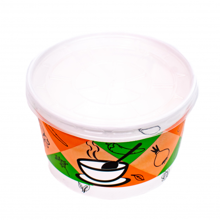 Bol Supa din Carton + Capac, 591ml, 20 oz, Set 100 bucati [1]