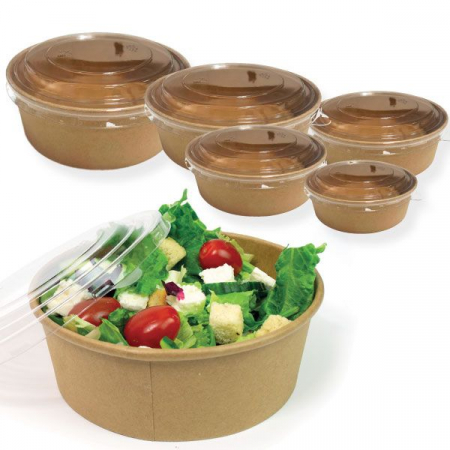 Bol salata kraft cu capac transparent, 1300ml, set 50 buc [1]