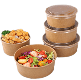 Ambalaje Food - Bol salata kraft cu capac transparent, 1300ml, set 50 buc