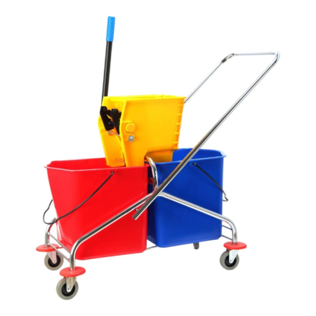 Carucior Curatenie cadru Inox, 2 Galeți 50L, Storcator Profesional [2]