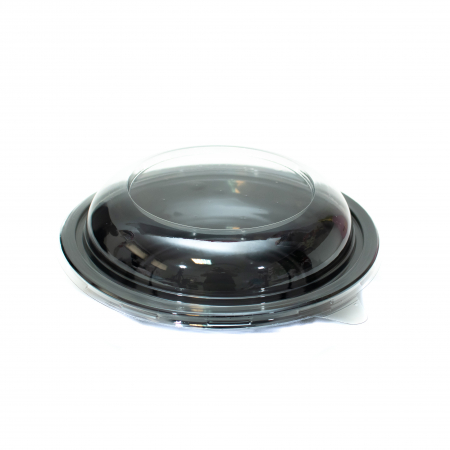 Ambalaje plastic - Caserola neagra pentru salata, 1000ml cu capac transparent, set 50buc