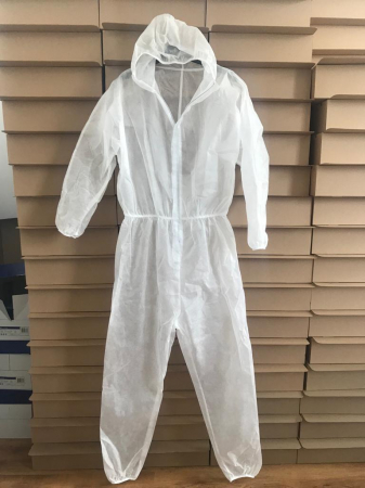 Combinezon cu gluga si fermoar, unica folosinta, 40g, alb, polipropilena [1]
