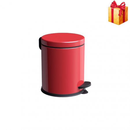 Cosuri de Gunoi - Cos de gunoi din inox cu pedala, 5 litri, rosu