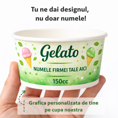 Cupe inghetata personalizate - Cupa de Inghetata Personalizata, carton, 150cc