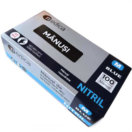 Cutie 100 buc Manusi Unica Folosinta din Nitril - Albastre [4]