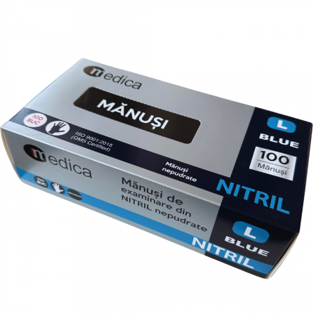 Cutie 100 buc Manusi Unica Folosinta din Nitril - Albastre, Marimea L [2]