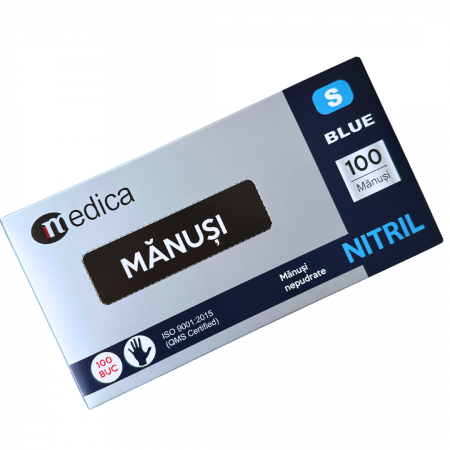 Cutie 100 buc Manusi Unica Folosinta din Nitril - Albastre, Marimea S [6]