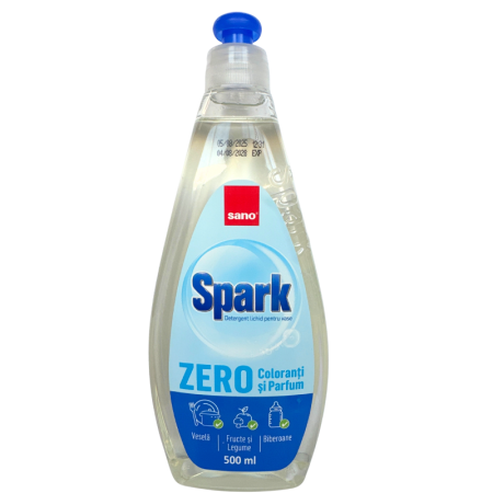 Detergenti - Detergent de vase Sano Spark Zero, fara coloranti si parfumanti 500 ml