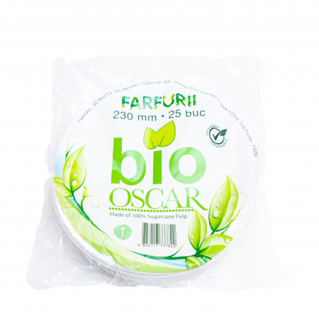Ambalaje Food - Farfurii Bio din Trestie, 23cm, Set 25 buc