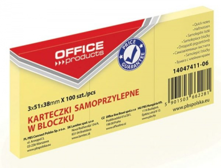 Articole din hartie - Notes Autoadeziv 38×51 mm, Galben 3×100 file