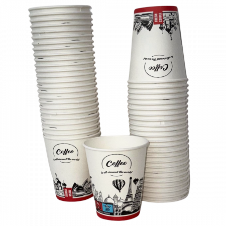 Ambalaje Food - Pahare din carton pentru cafea, 8 oz, set 100 buc