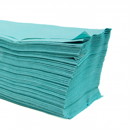 Prosoape Pliate Verzi, V fold, 1 Strat, Reciclat, 200buc/pac [1]