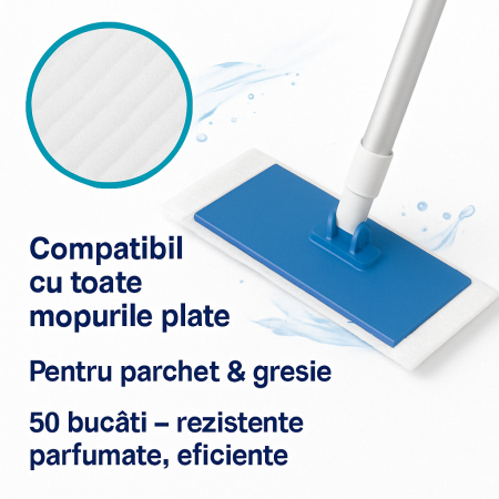 Șervețele umede pentru pardoseală cu săpun alb, oțet și bicarbonat, Pachet 50 bucăți [3]