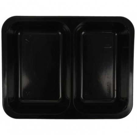 Set 50 Caserole termosudabile din PP pentru catering, negre, 2compartimente [1]