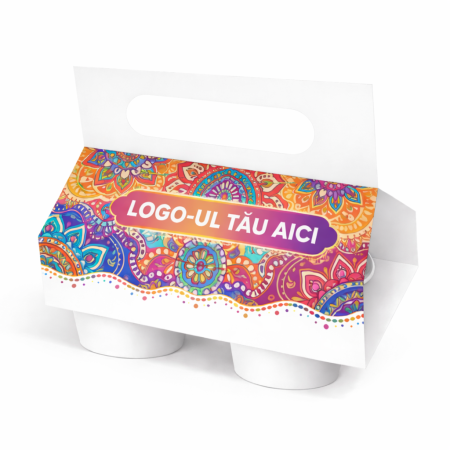 Cutii si Cup Holdere Personalizate - Suport carton personalizat pentru 2 pahare