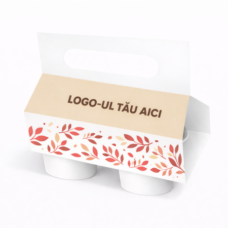 Cutii si Cup Holdere Personalizate - Suport carton personalizat pentru 2 pahare