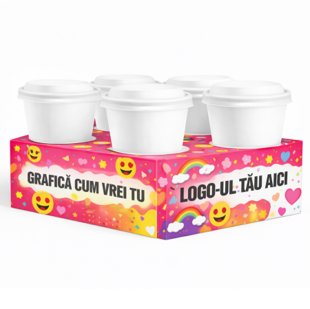 Cutii si Cup Holdere Personalizate - Suport carton personalizat pentru 4 pahare