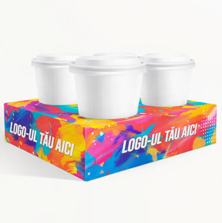 Cutii si Cup Holdere Personalizate - Suport carton personalizat pentru 4 pahare