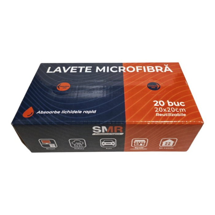 Cutie pop up 20 lavete microfibra, 20x20 cm, portocalii [2]