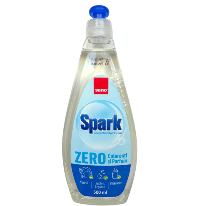 Detergent de vase Sano Spark Zero, fara coloranti si parfumanti 500 ml [1]