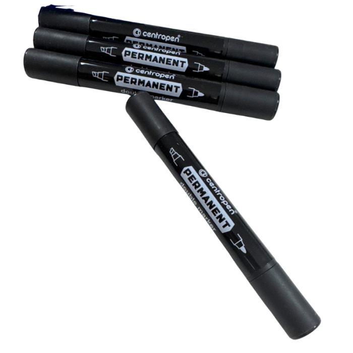 Marker permanent negru, cu 2 capete, varf subtire si gros [2]