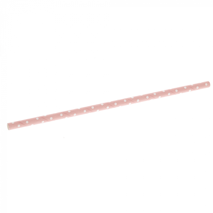 Set 25 Paie Biodegradabile Din Hartie, Roz Cu Buline Mici Albe [2]