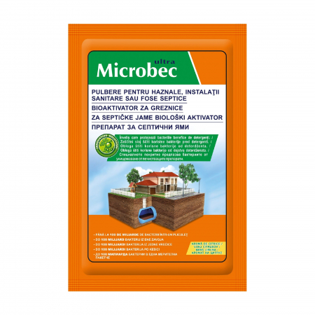 Detergenti - Ultra Microbec, 25 g- Pulbere pentru haznale, instalatii sanitare sau fose septice