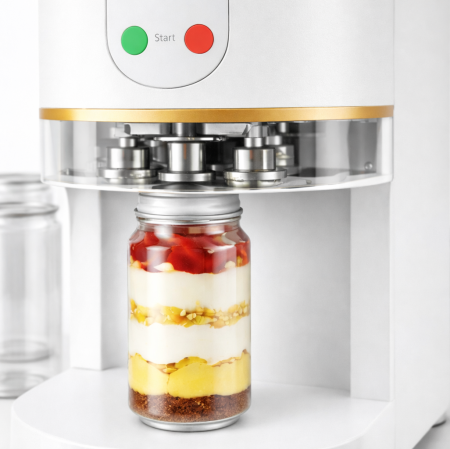 Aparat automat sigilat doze PET pentru bauturi si deserturi, alb | White Can sealer profesional pentru cafenele, bubble tea si patiserii [4]