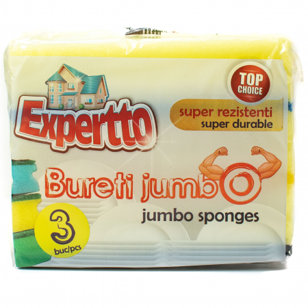 Accesorii curatenie - Bureti de vase Jumbo cu canelura, Hillox, Set 3 buc